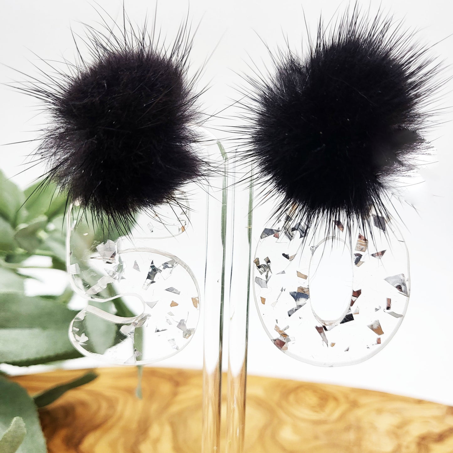 Silver Flake Landmark Birthday Number Earrings