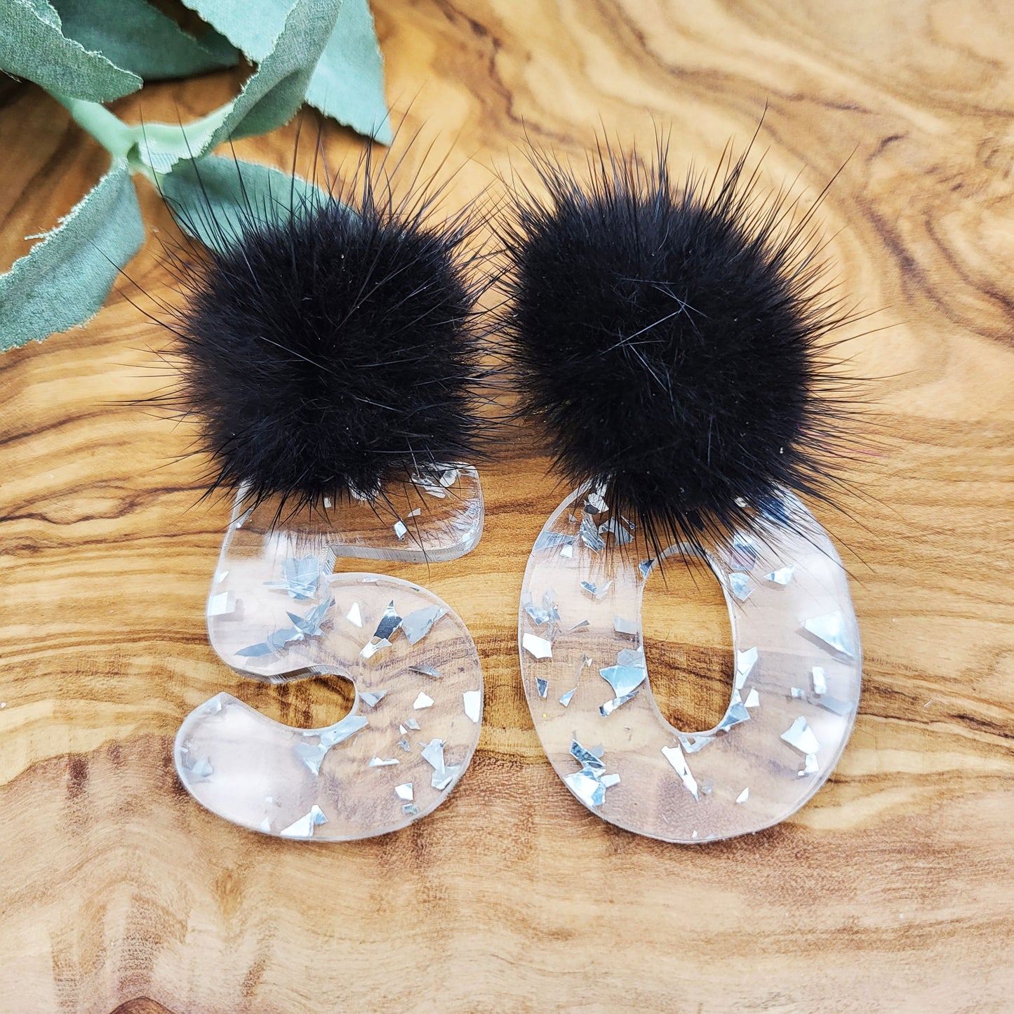 Silver Flake Landmark Birthday Number Earrings