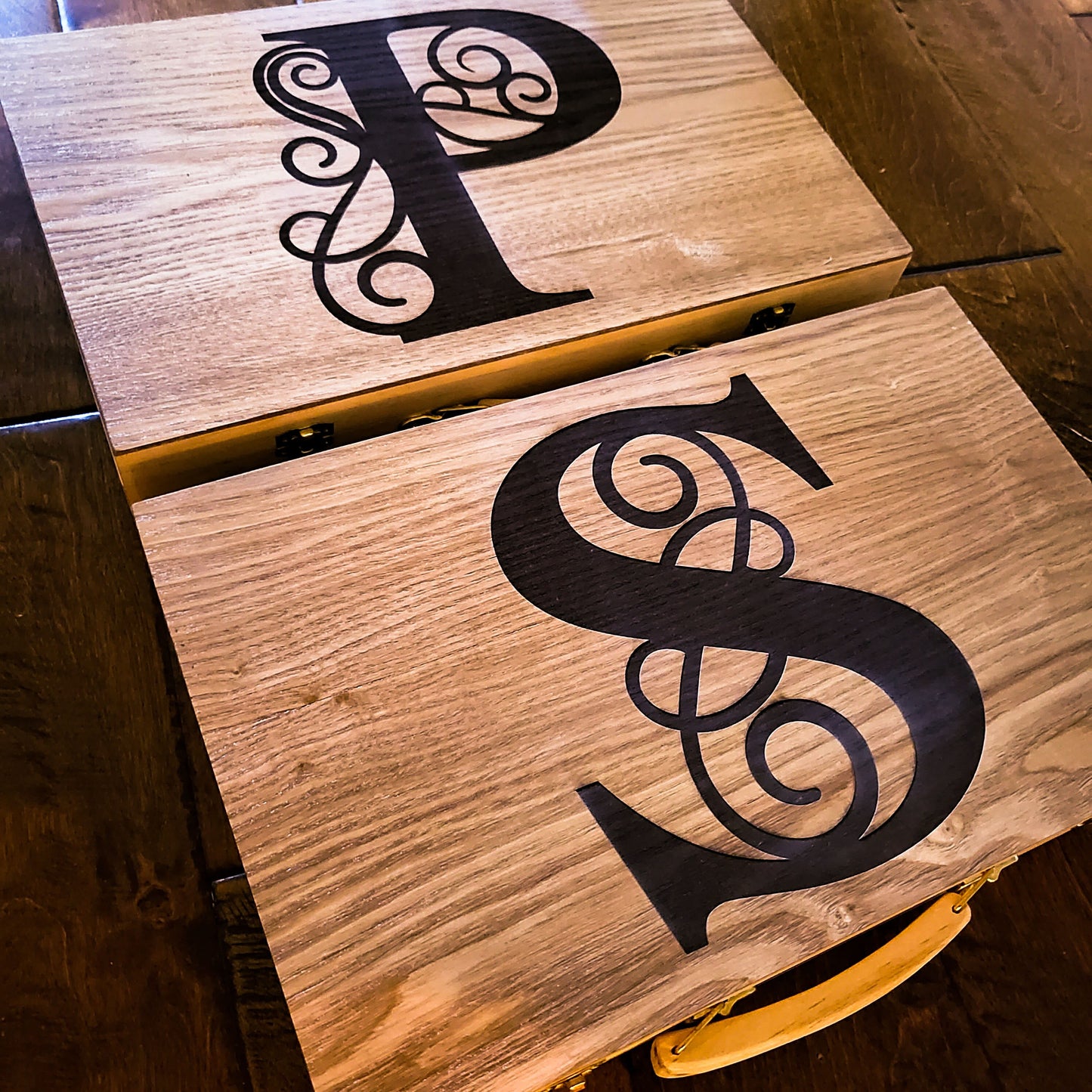 Monogrammed Wood Backgammon Set