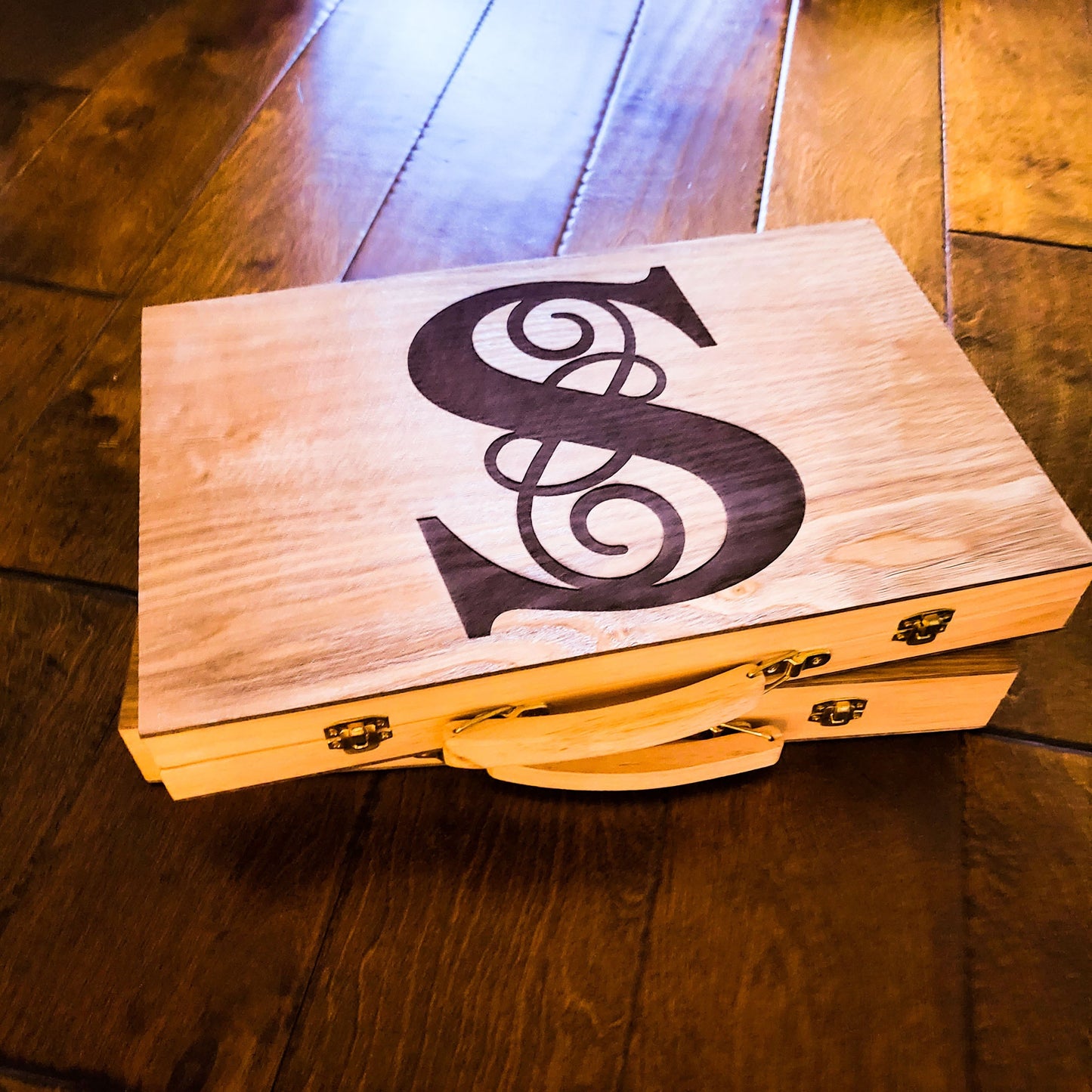 Monogrammed Wood Backgammon Set