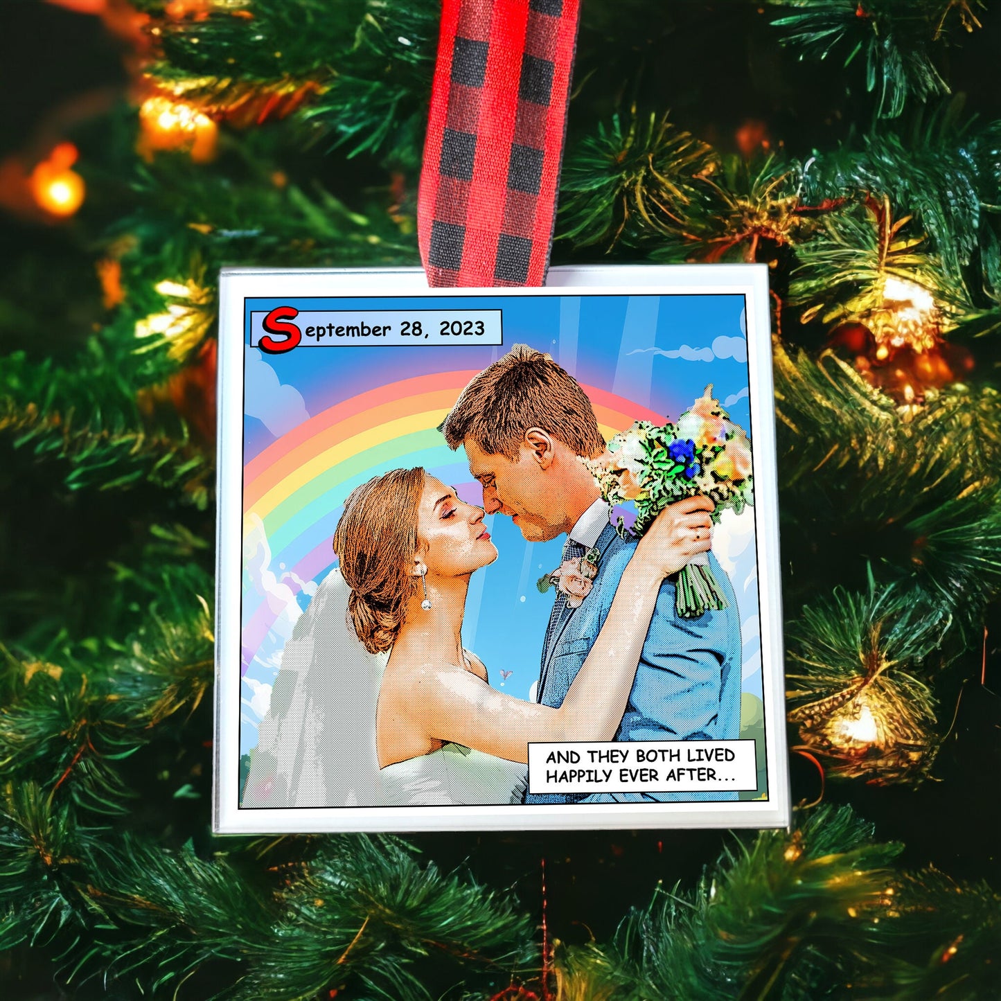 Custom Comic Book Panel Ornament, Personalized from Your Photo