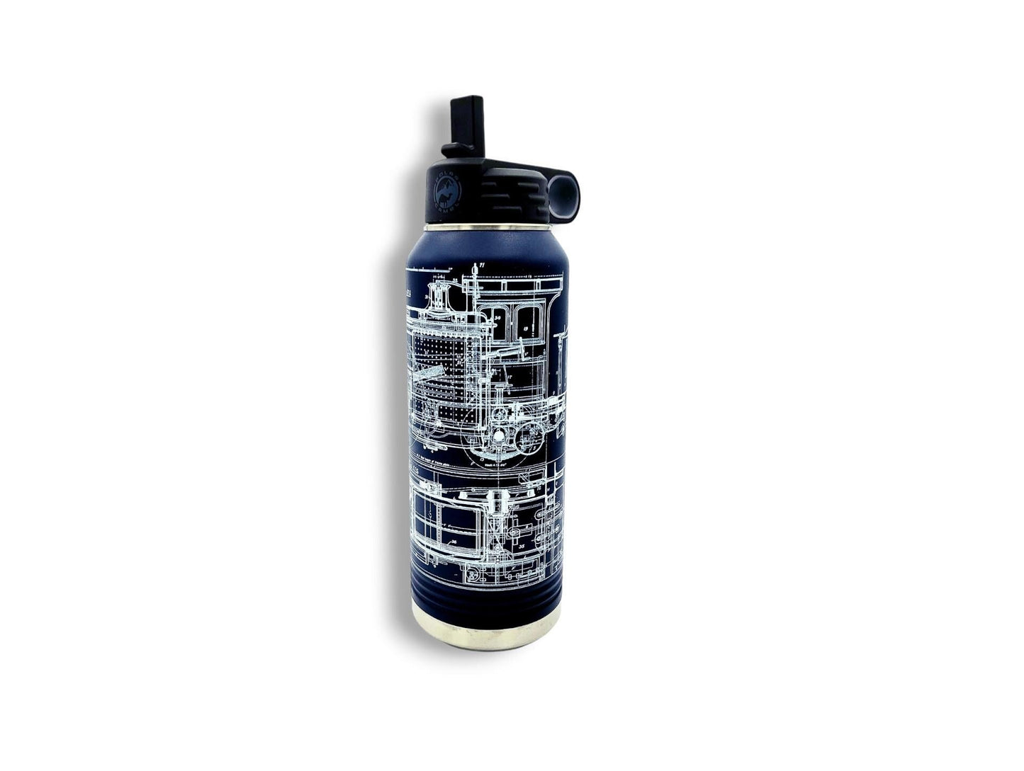 Vintage Train Blueprint Water 40 oz Tumbler with Straw