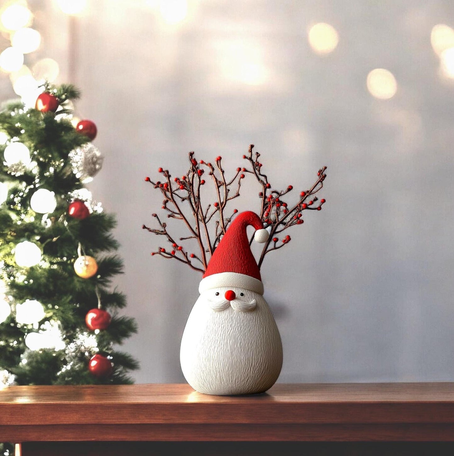 Smiling Santa 3D Printed Holiday Vase