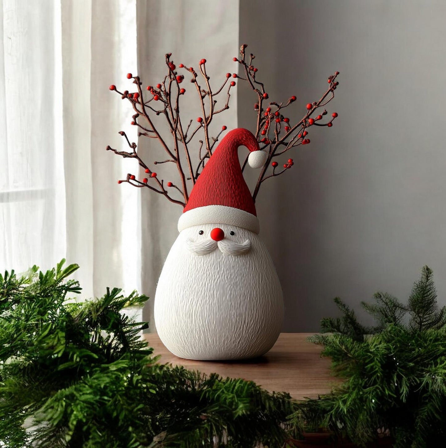 Smiling Santa 3D Printed Holiday Vase
