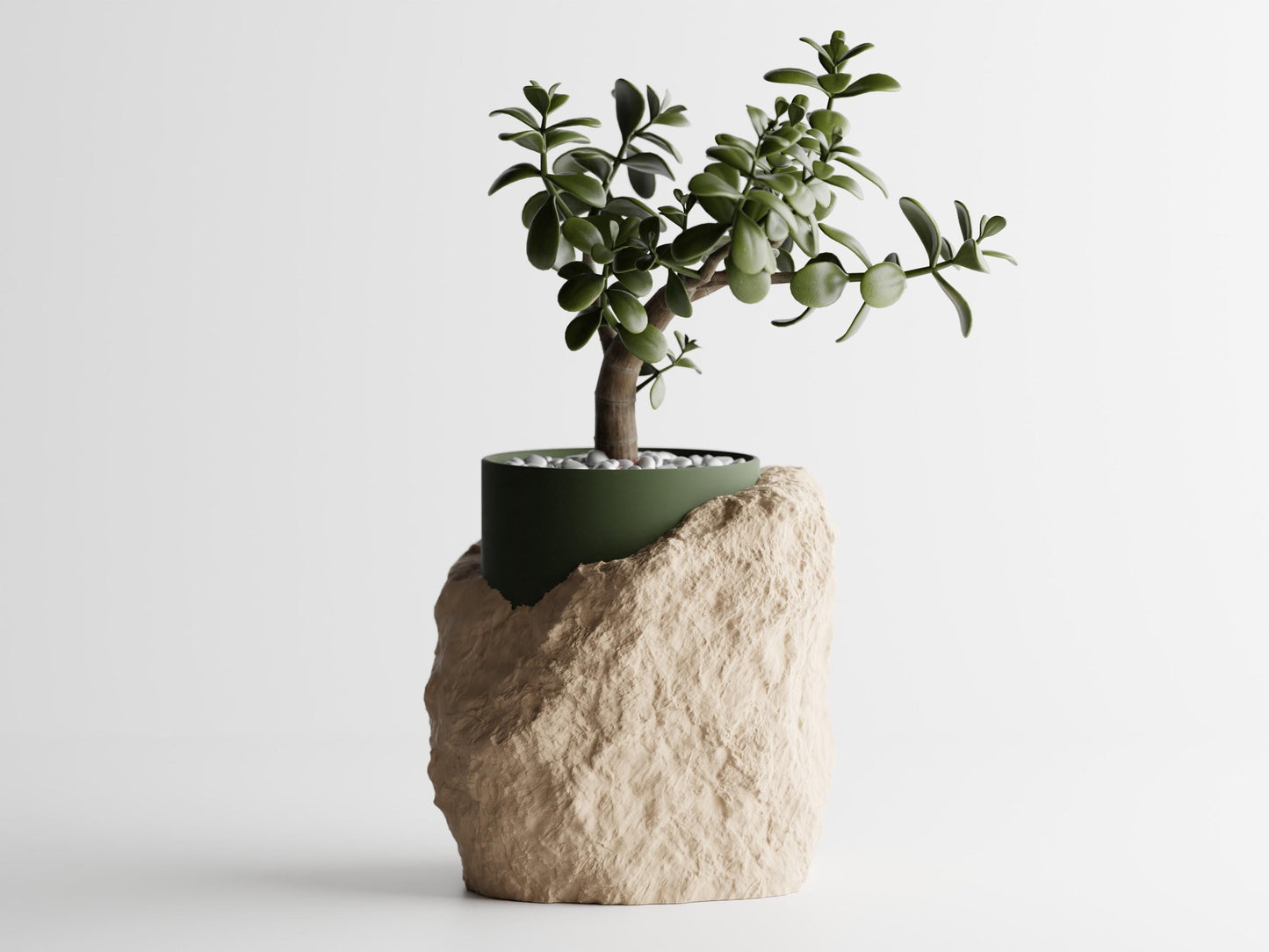 Natural Stone Illusion Planter, 3D Printed