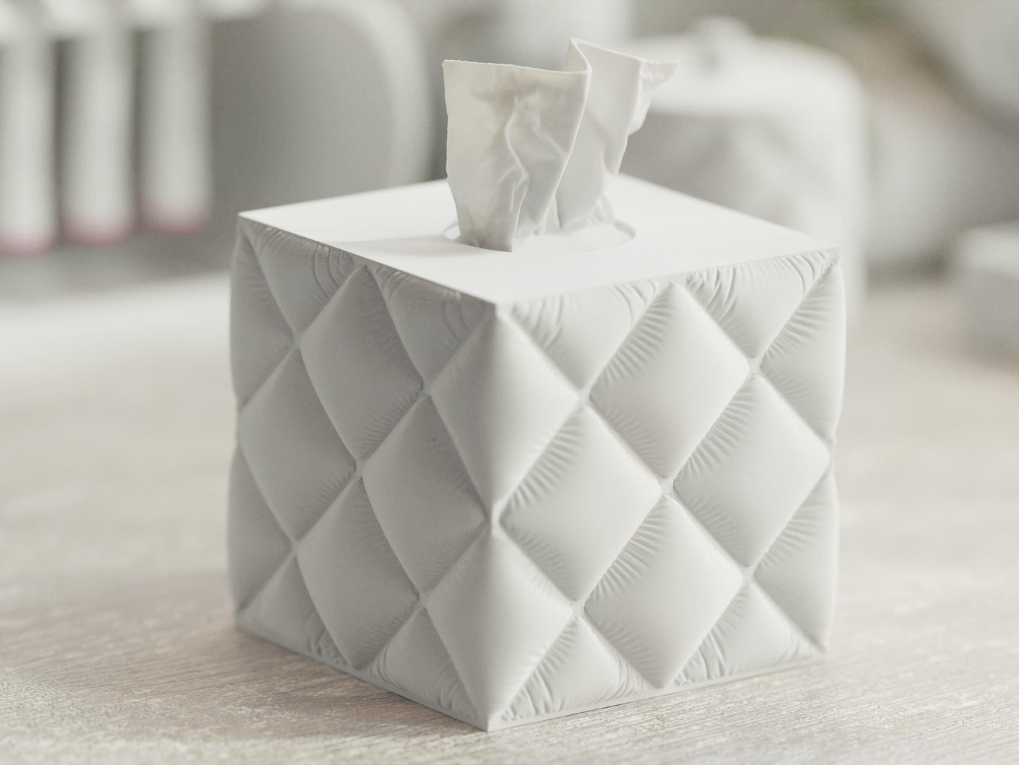 Square Quilted Tissue Box Cover, Facial Tissue Box Holder