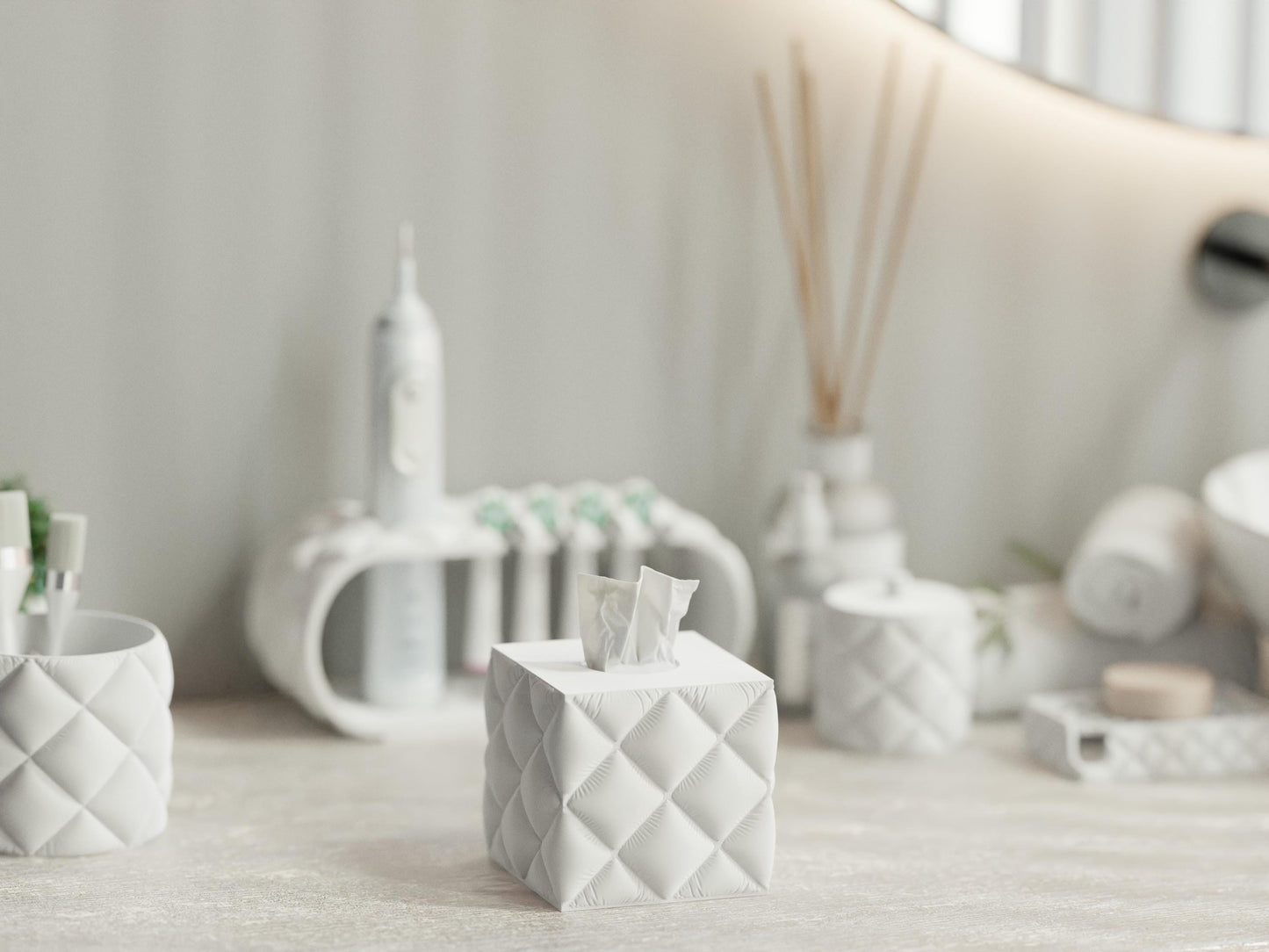 Square Quilted Tissue Box Cover, Facial Tissue Box Holder