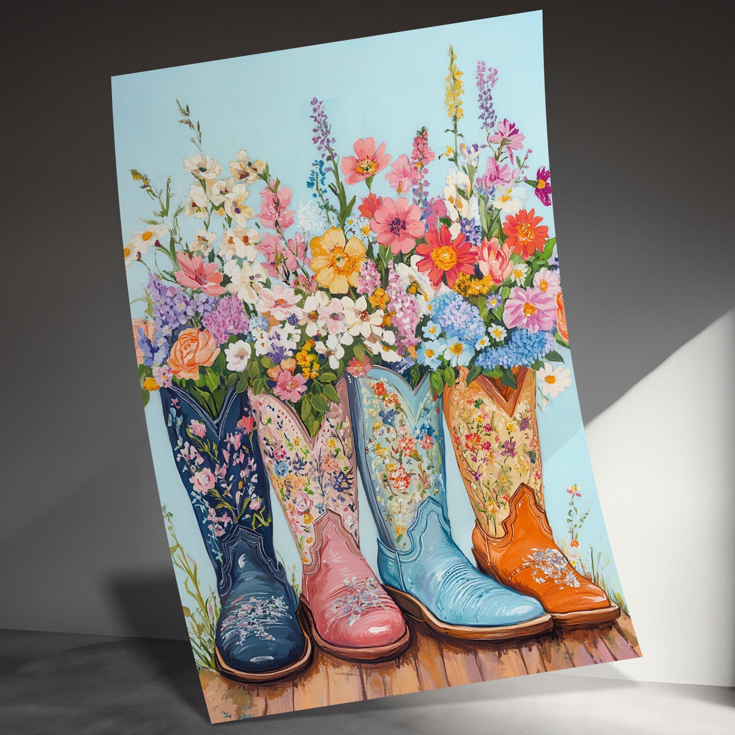 Coastal Cowgirl Boots, Glossy or Matte Poster, No Frame Wall Art