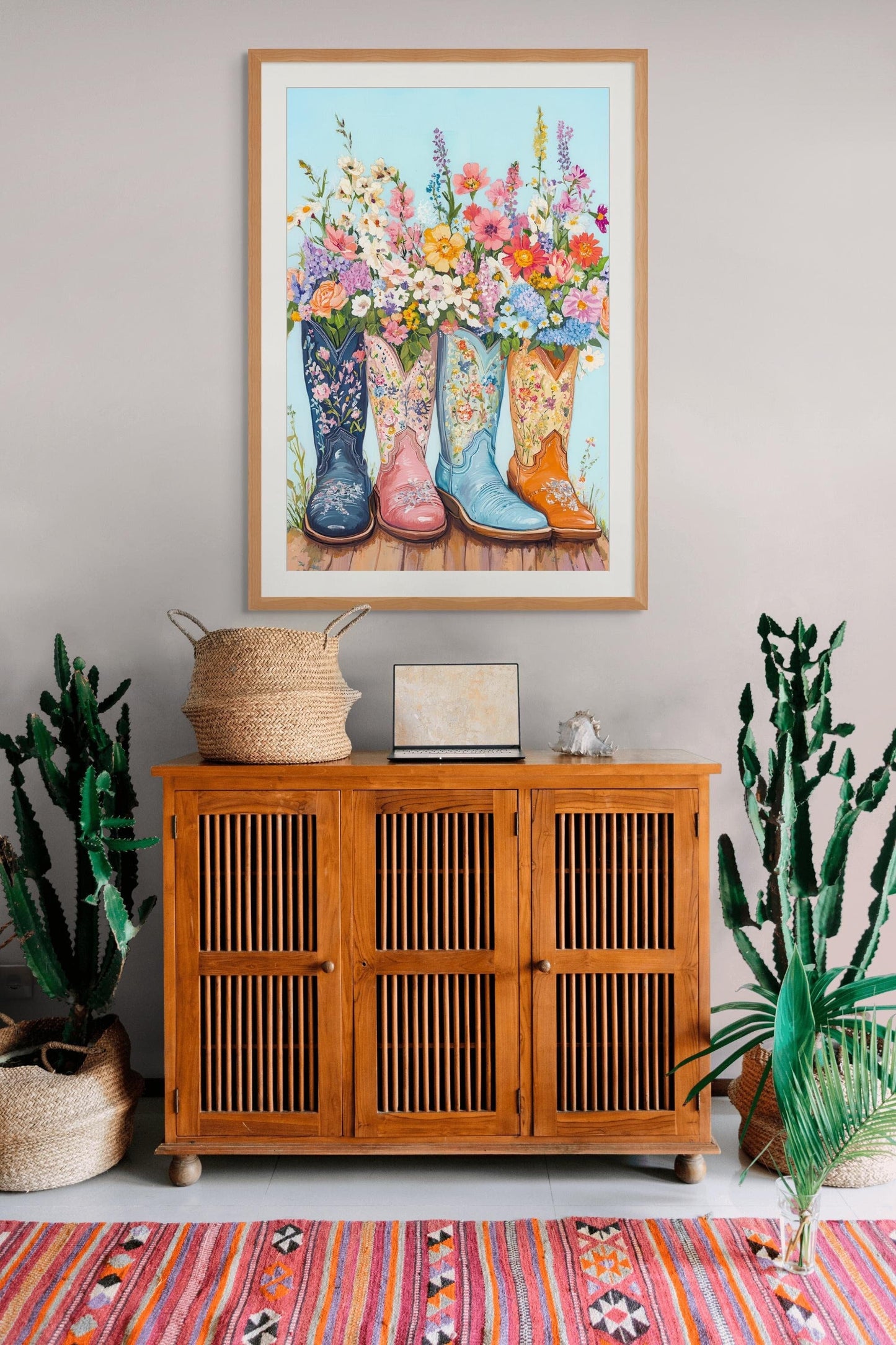 Coastal Cowgirl Boots, Glossy or Matte Poster, No Frame Wall Art