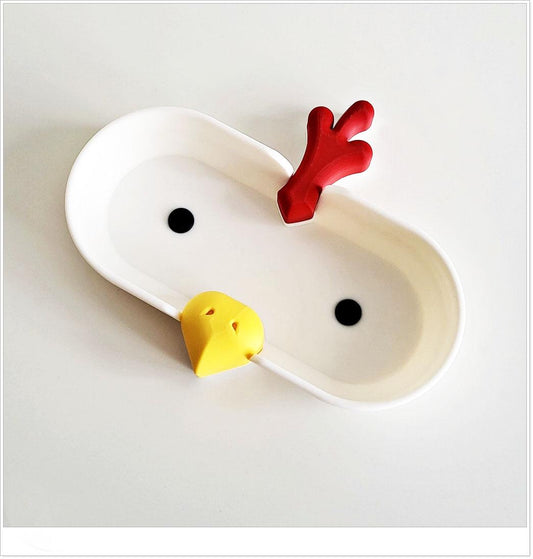Cute White Rooster Glasses Holder, Chicken Sunglasses Tray
