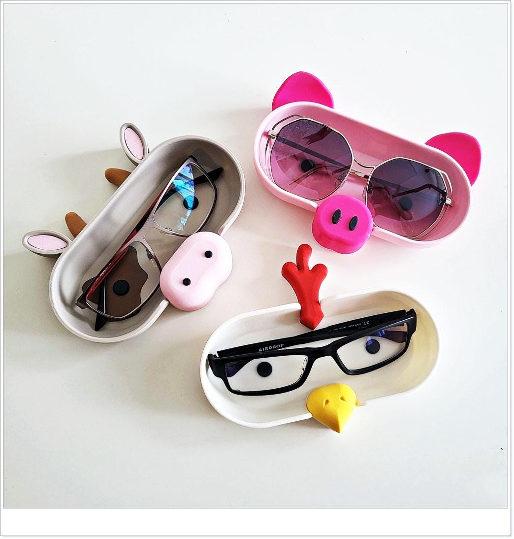 Cute Pink Pig Glasses Holder, Piggy Sunglasses Tray
