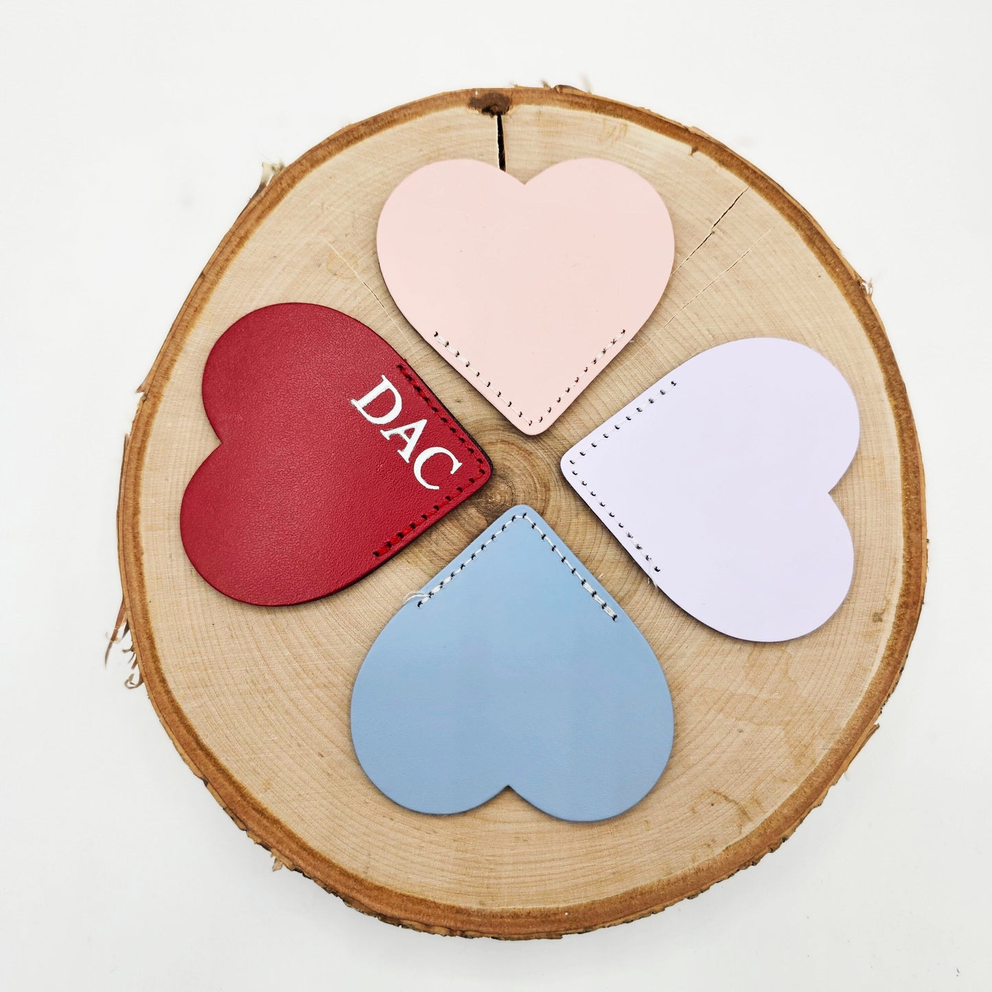 Monogrammed Leather Heart Bookmarks