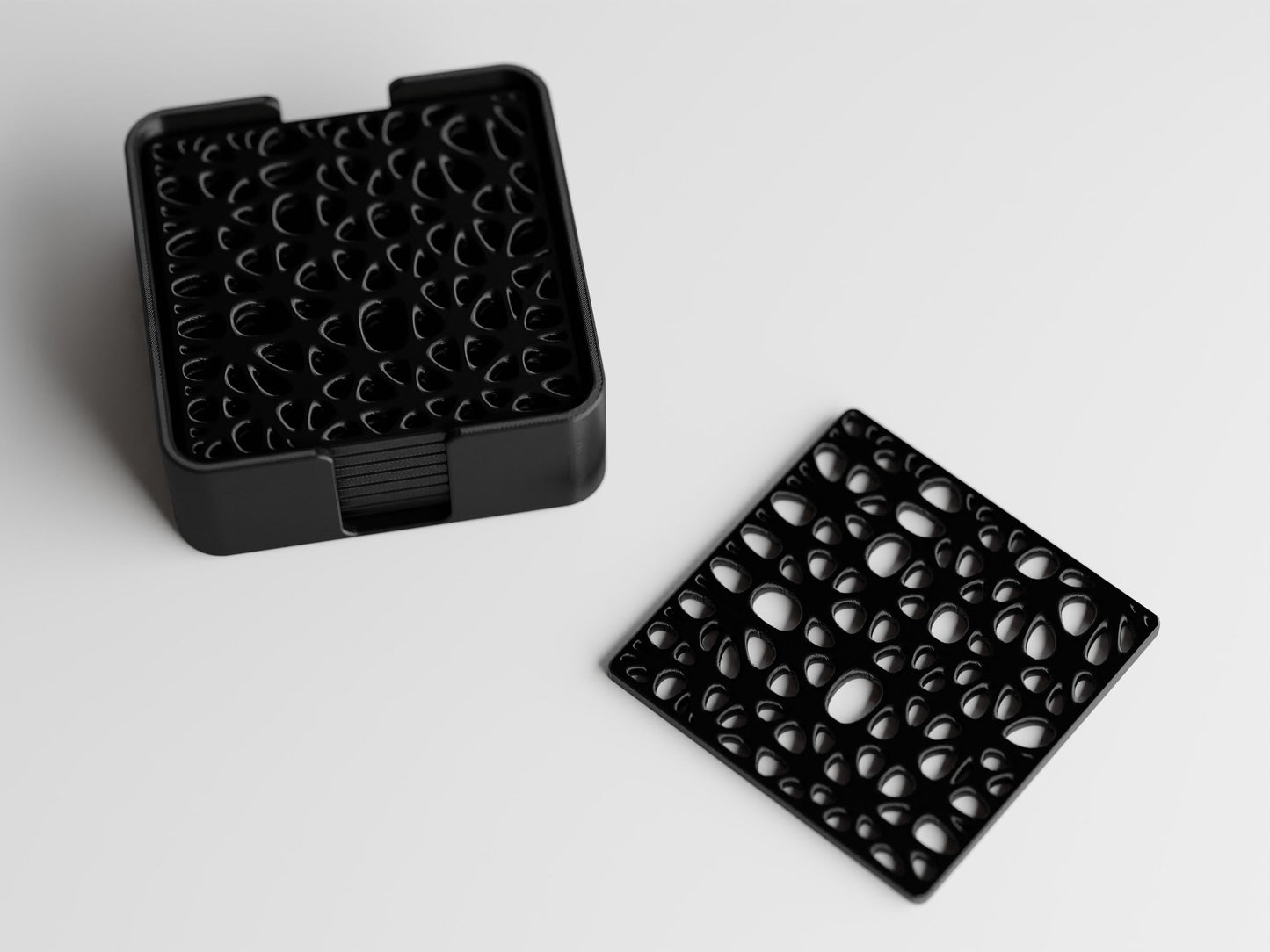 Organic Cell Coasters and Storage Box, Set of Eight, 3D Printed Coasters