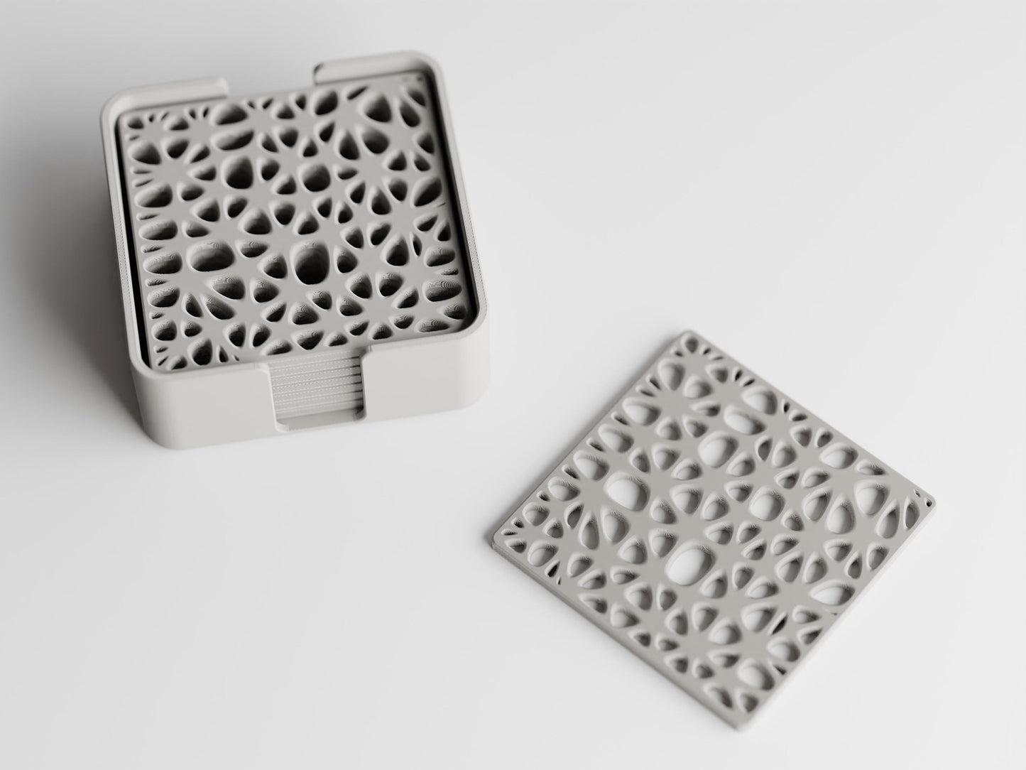 Organic Cell Coasters and Storage Box, Set of Eight, 3D Printed Coasters