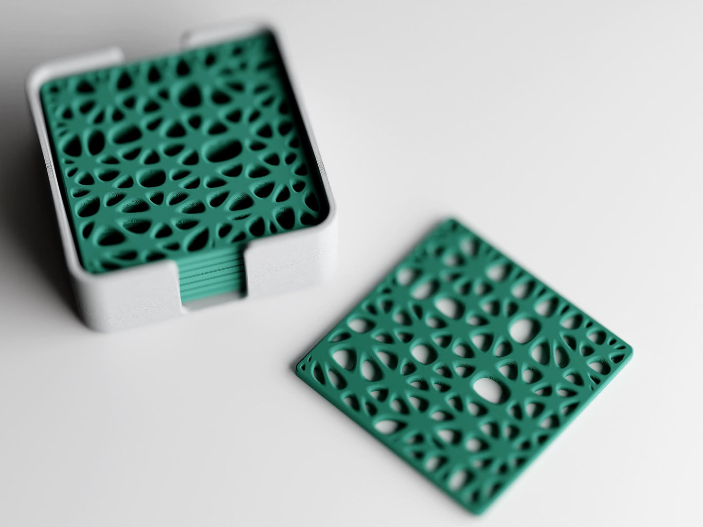 Organic Cell Coasters and Storage Box, Set of Eight, 3D Printed Coasters