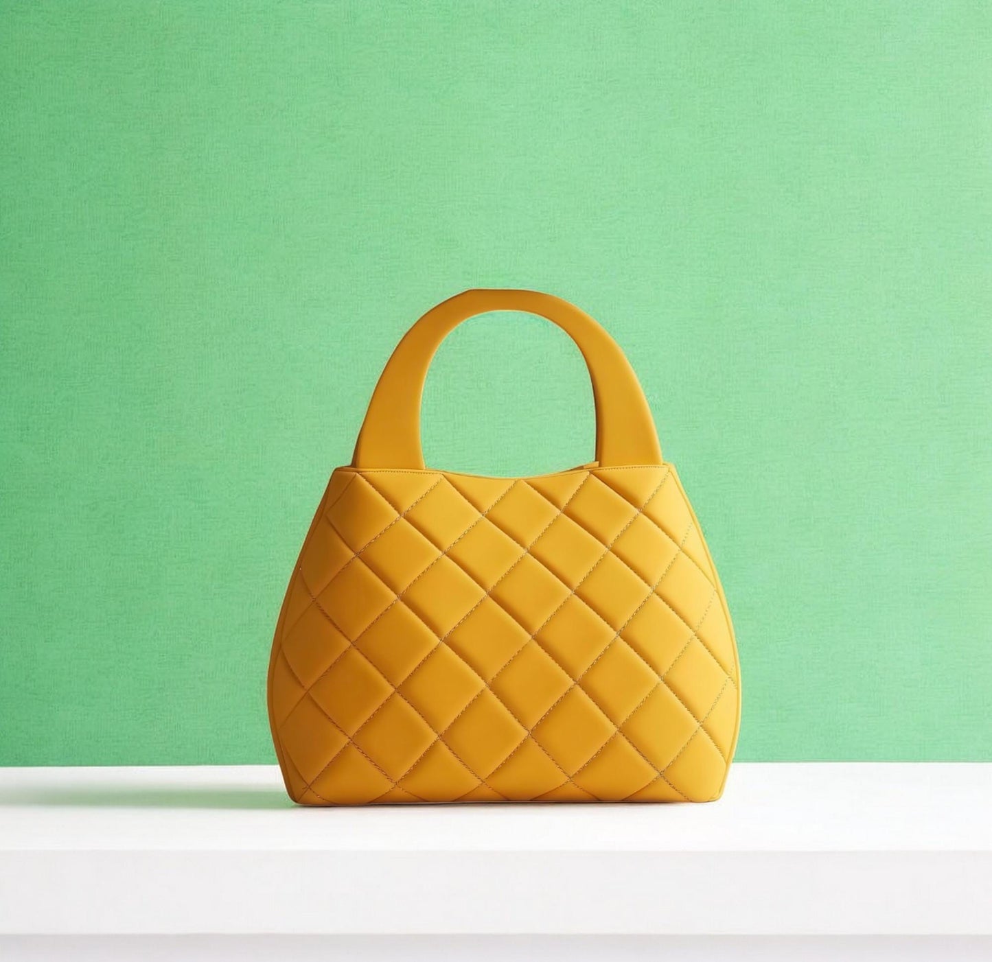 Quilted Bag Vase, 3D Printed Yellow Purse Flower Holder