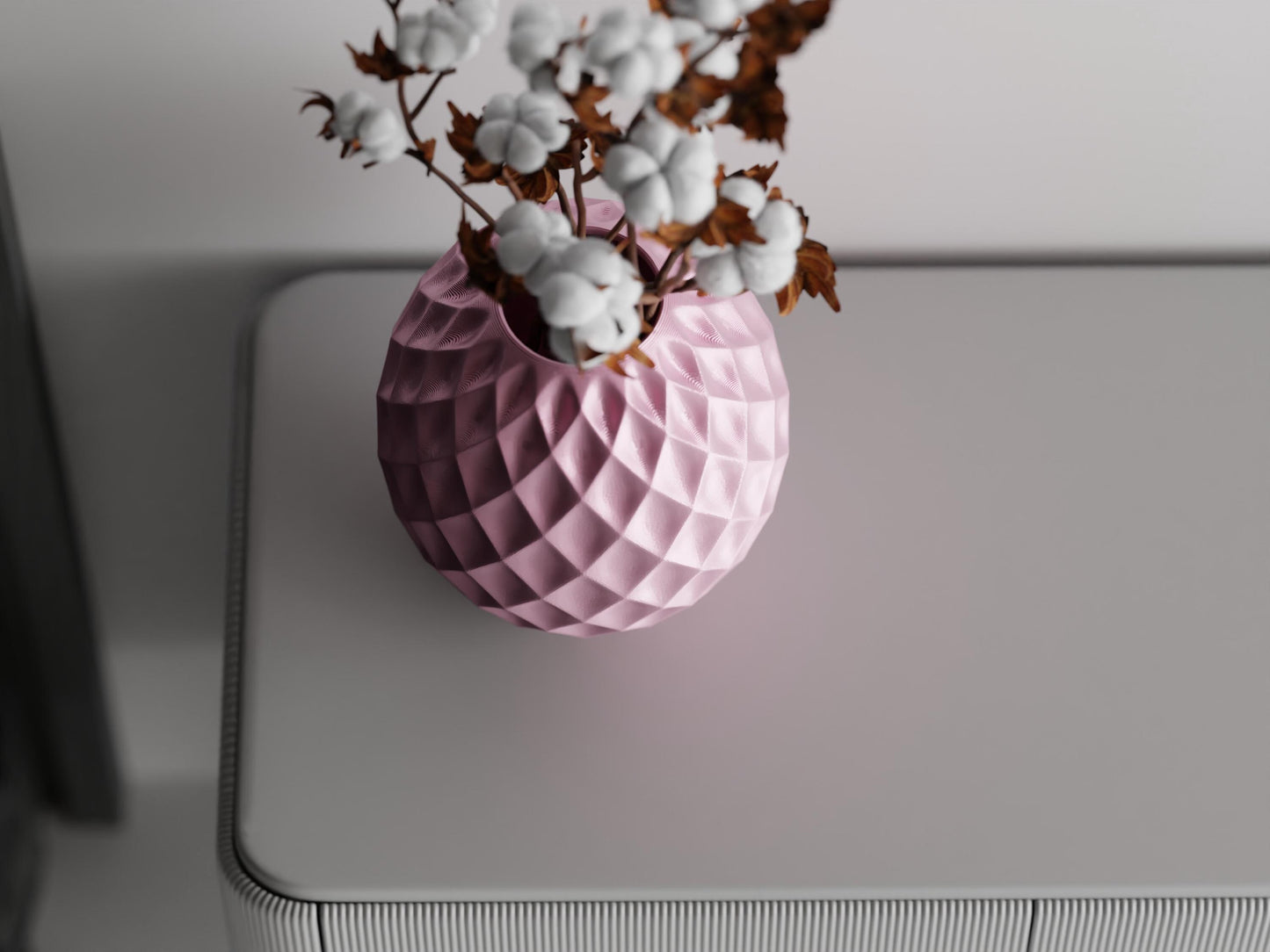 Pink Silk Diamond Sphere Vase