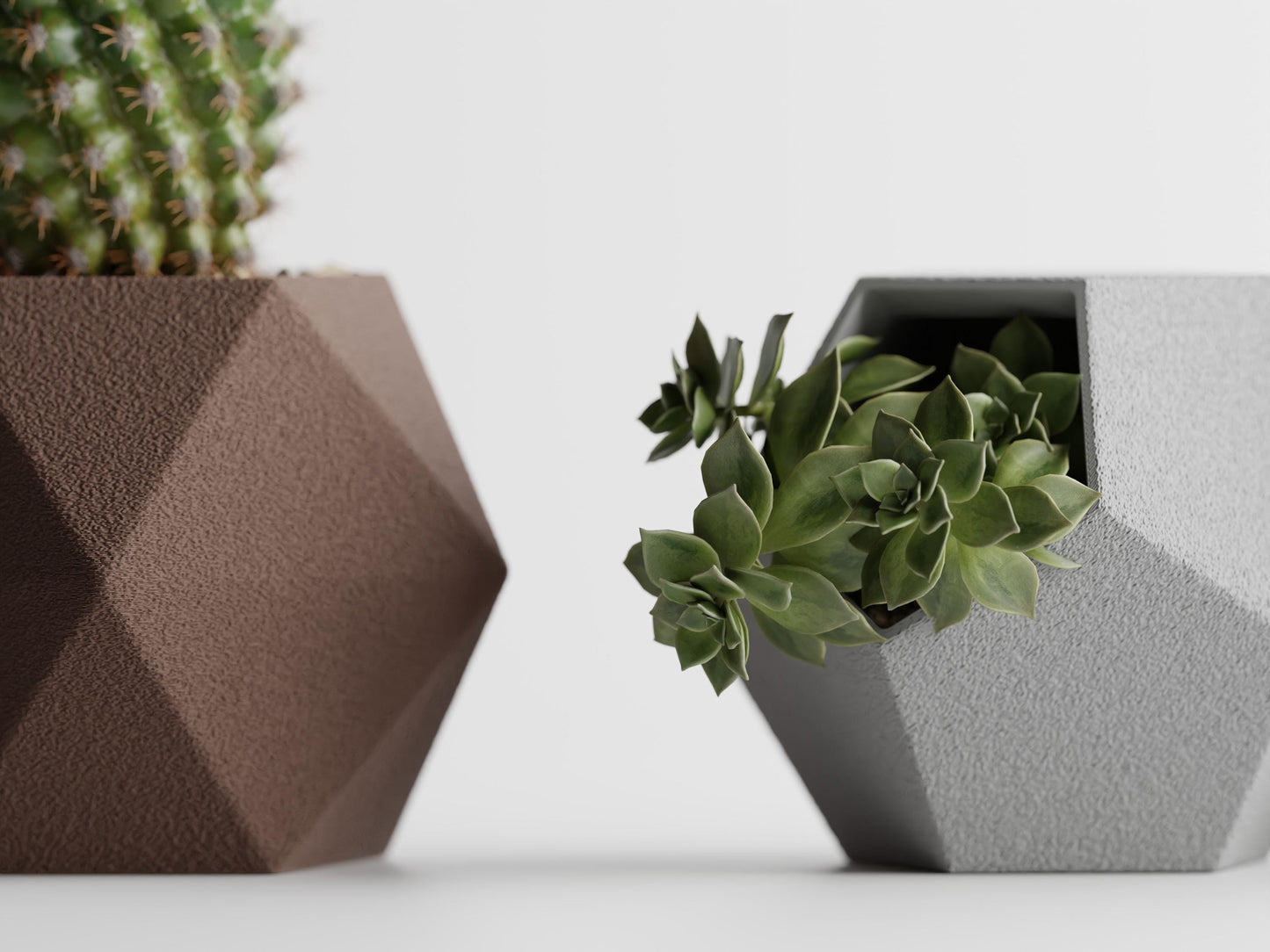 Geo-Trio Geometric Plant Pots, Small Plant Holders, 3 Pots, Eco-Friendly, Biodegradable, Modern Home Decor, Faux Pottery, Lightweight Pots