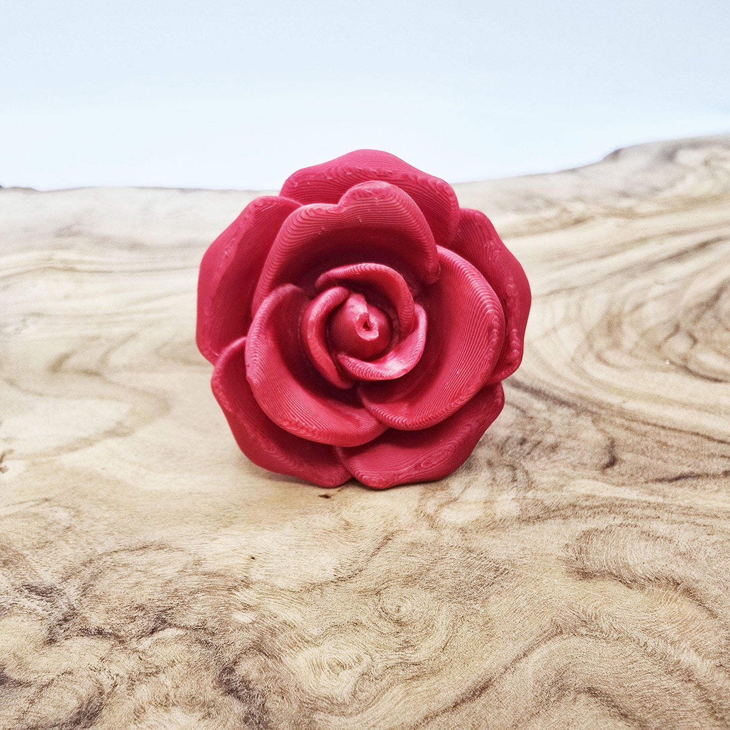 Rose Statement Ring, 3D Printed, Choose from Pearl Pink or Red, Matte Red