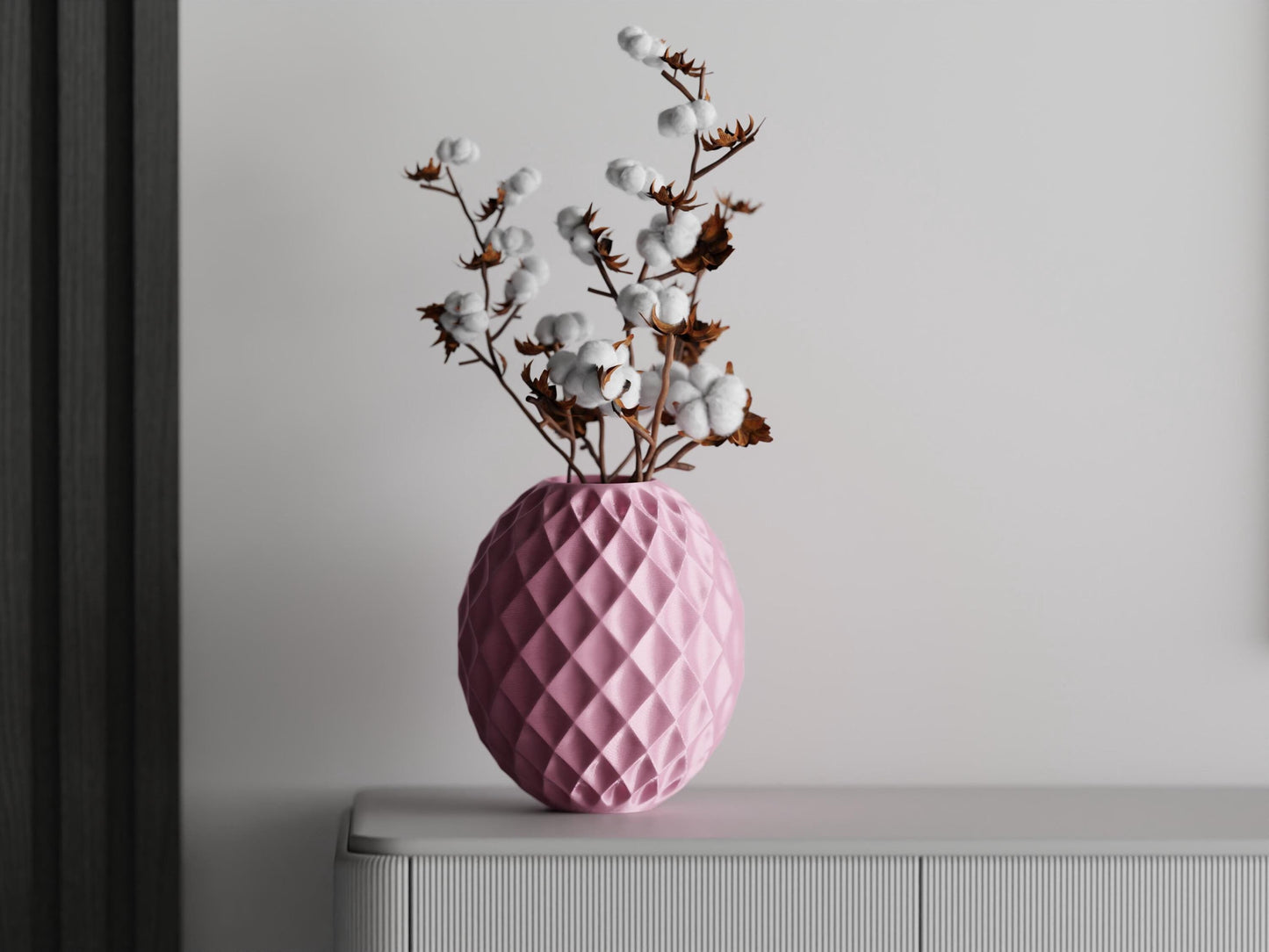 Pink Silk Diamond Sphere Vase